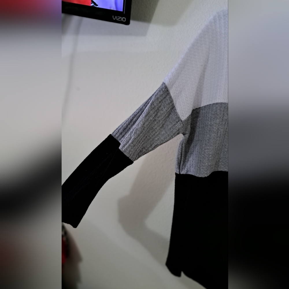 Justify Striped Colorblock Button Front Knit Ther… - image 8